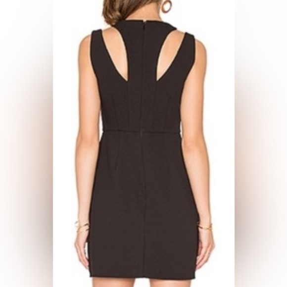 BCBGMAXAZRIA Black Fit & Flare Dress Deep V Cutout Sleeveless - Size 6 - Picture 3 of 8